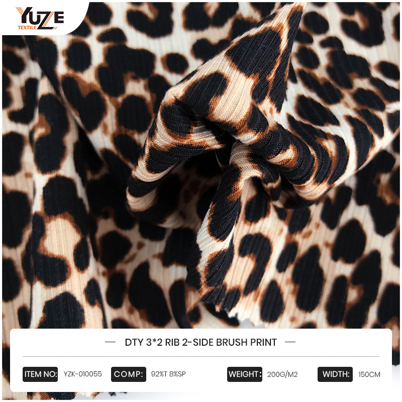 YZK-010055 DTY 3 * 2 Rib Imprimé de pinceau à 2 côtes