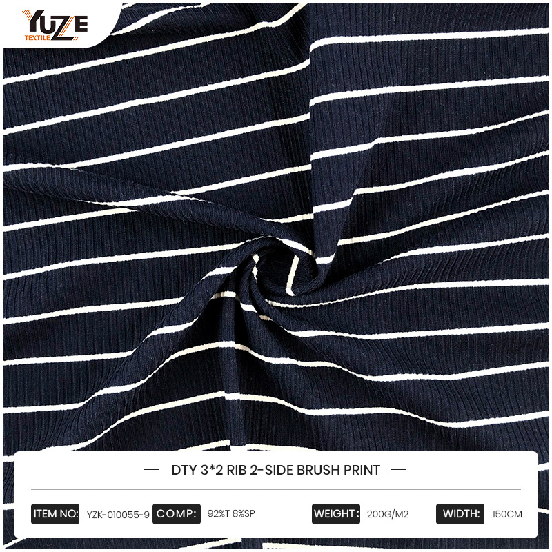YZK-010055-9 DTY 3 * 2 Rib Imprimé de pinceau à 2 côtes