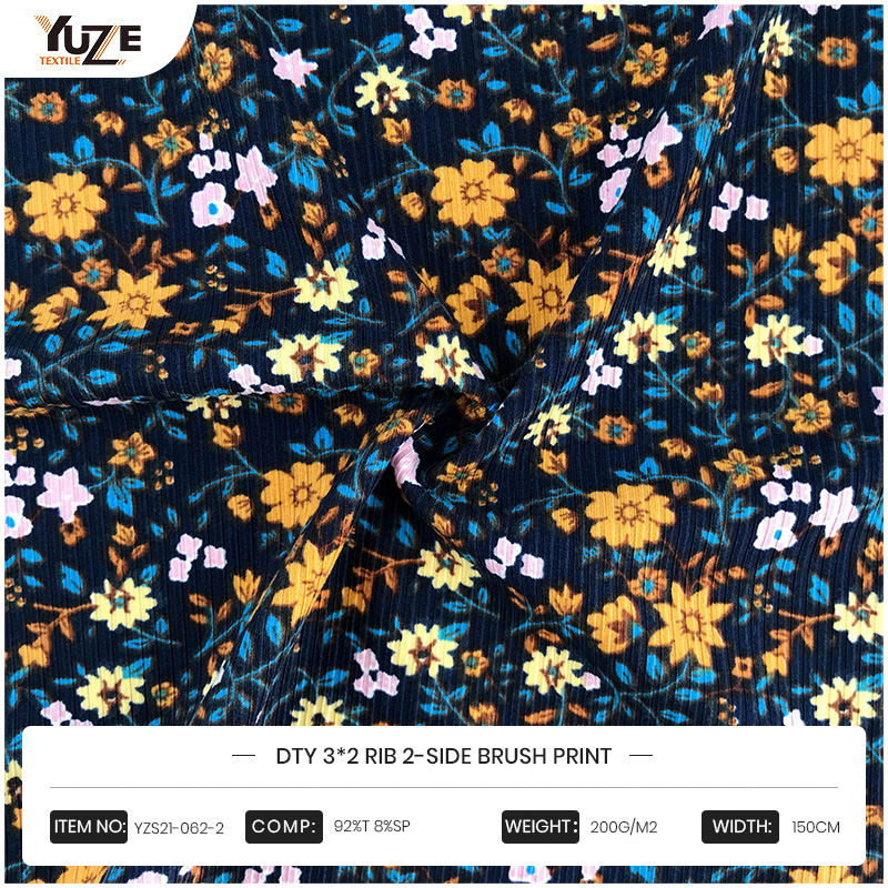 YZS21-062-2 DTY 3 * 2 Rib Imprimé de pinceau 2 côte