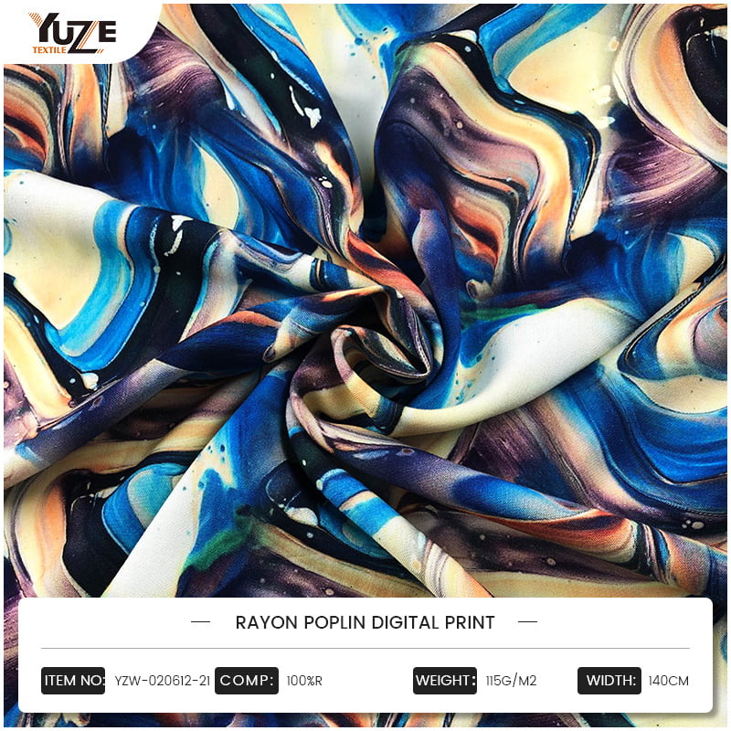 YZW-020612-21 RAYON POPLIN PRINT numérique