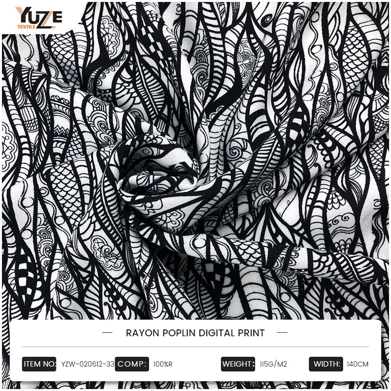 YZW-020612-33 RAYON POPLIN PRINT numérique