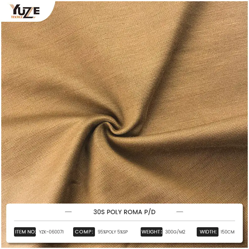 YZK-060071 30S Polyester Roman P / D Fabric: combiner la durabilité et le confort pour créer un tissu haut de gamme à la fois élégant et fonctionnel